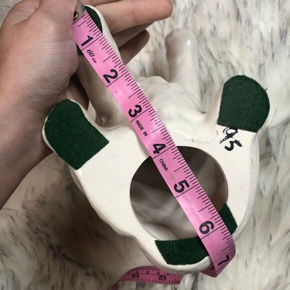 Vintage White Fluffy Ceramic Kitty Cat Blue Eyes Statue Figure - Picture 12 of 12